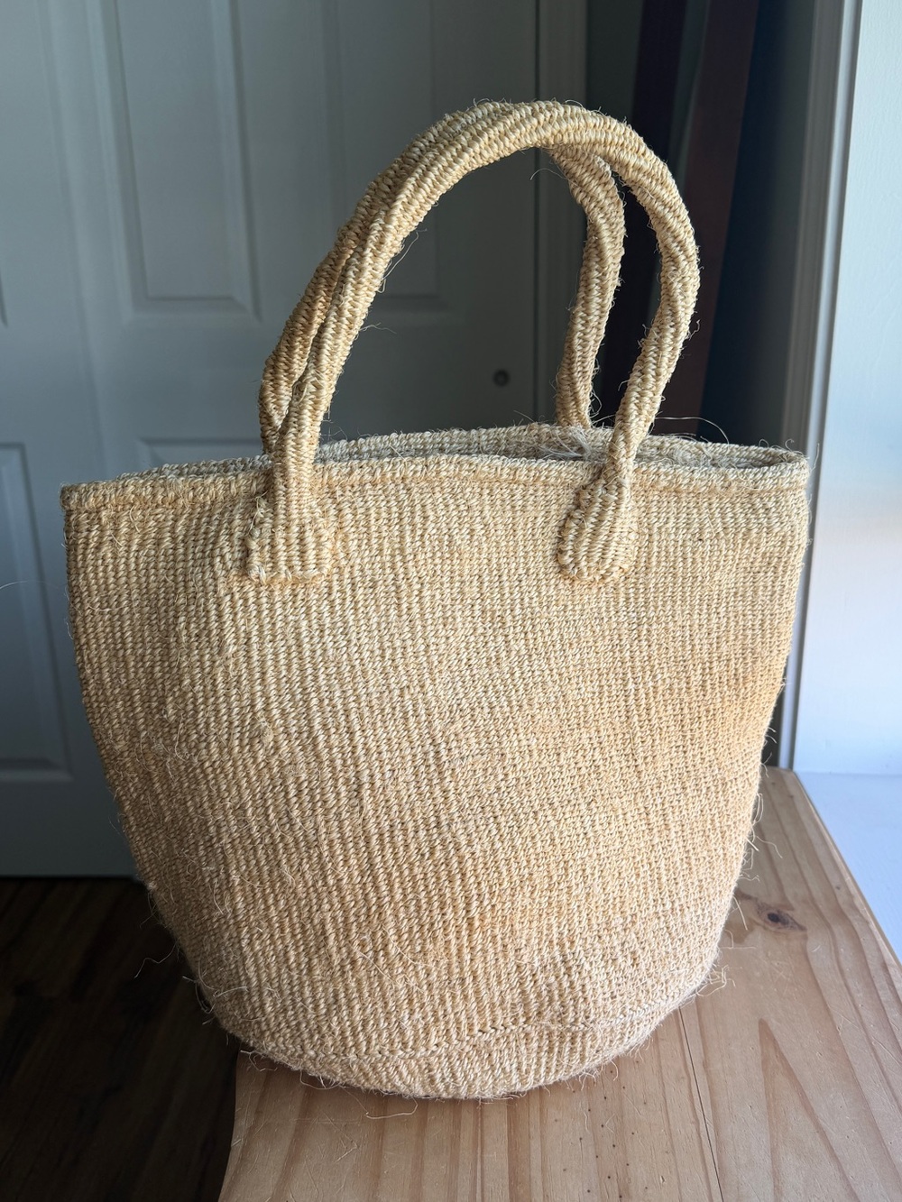 Vintage Natural Straw Tote Bag